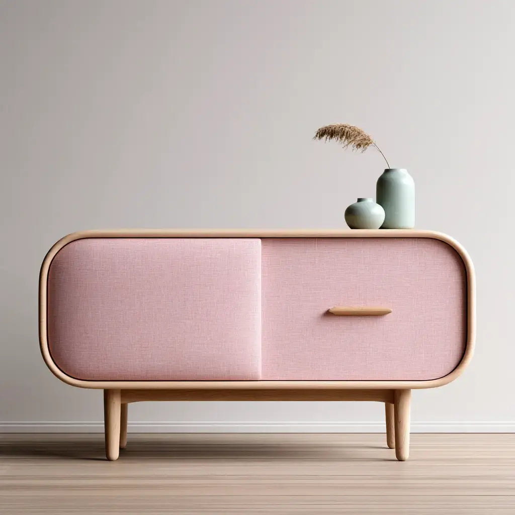 Aparador con dos puertas de contorno redondeado - rosa/beige