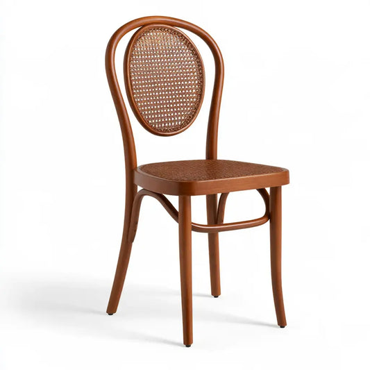 Silla con respaldo ovalado de rejilla - marrón