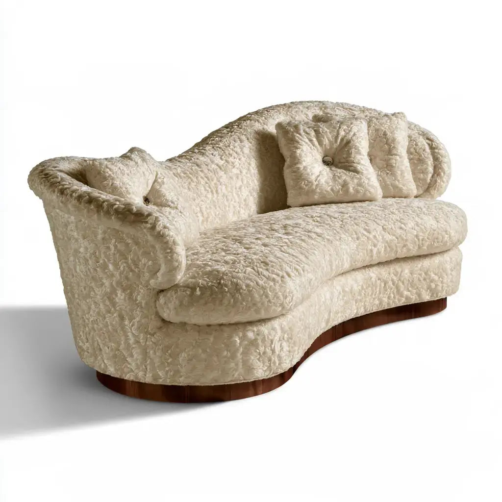 Sofá con contorno curvo y tapizado texturizado - beige